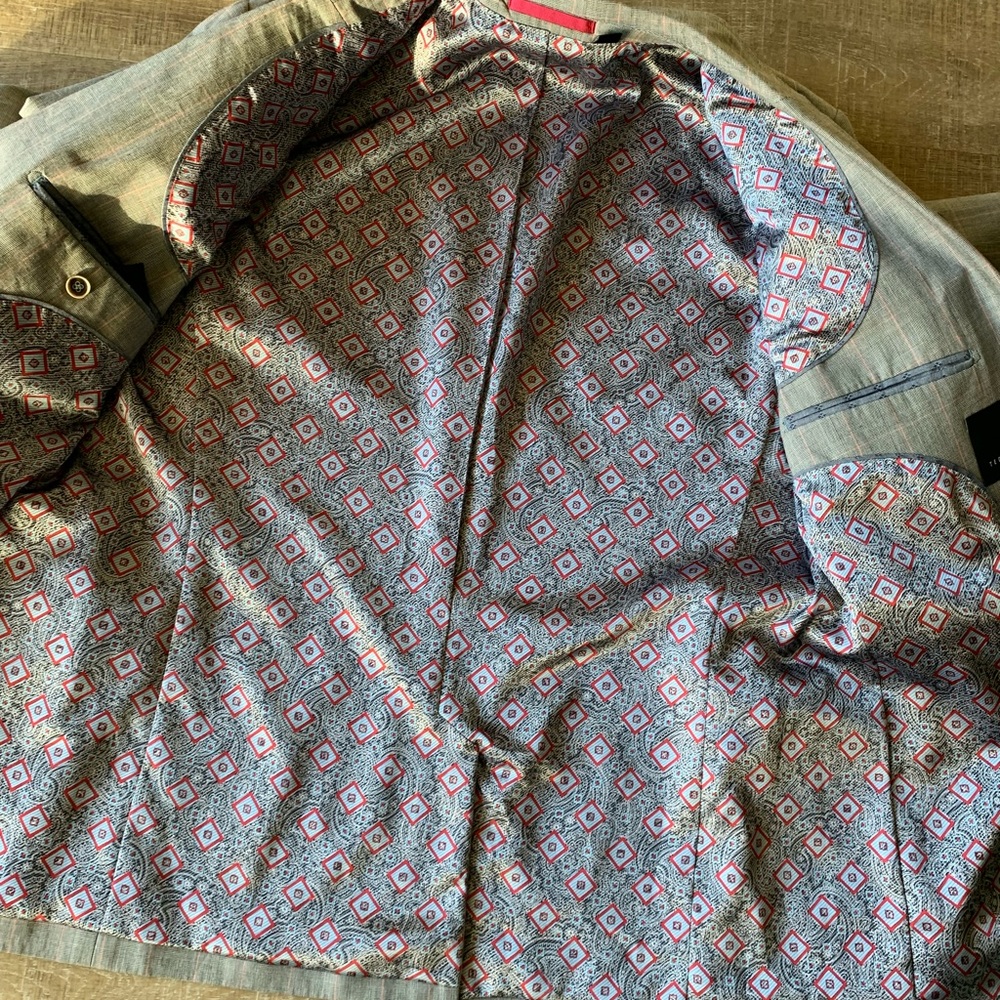 ▶️ Ted Baker Men’s Knit Blazer sz 5 gray plaid designer career formal casual* - Picture 15 of 15